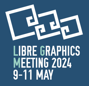 Logo Libre Graphics Meeting 2024, les 9-11 mai, à Rennes, France