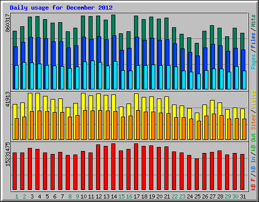 Daily usage for December 2012